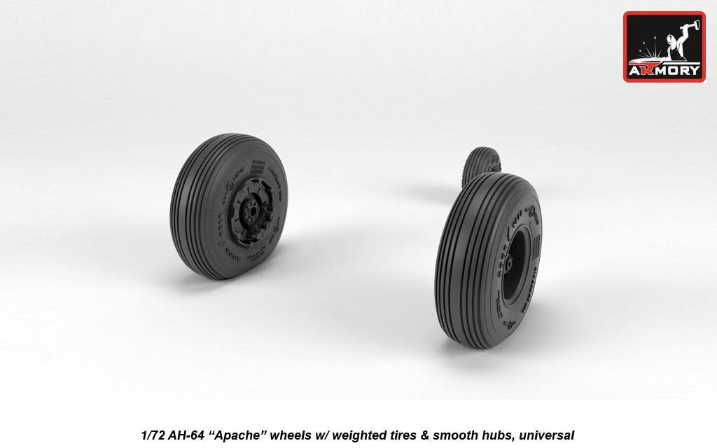 Armory Models AW72335 AH-64 Apache wheels w/ weighted tires, smooth hubs 1/72 – image 4