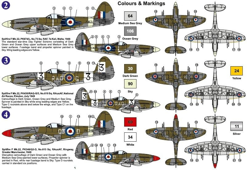 AZ Model AZ7640 British Famous Fighter Supermarine Spitfire Mk. 22 &amp;quot;post war Spitfire&amp;quot; Limited edition 500 pcs. only 1/72 – image 2