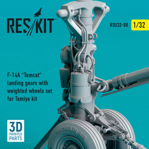 RESKIT RSU32-0088 F-14A &amp;quot;TOMCAT&amp;quot; LANDING GEARS WITH WEIGHTED WHEELS SET FOR TAMIYA KIT (3D PRINTED) 1/32
