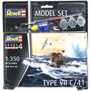 Revell 65154 German Submarine Type VII C/41 Model Kit with Accessories (1/350)