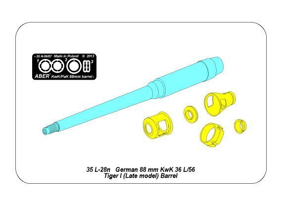 Aber 35L-028n 88mm KwK36/L56 barrel for German Tank Tiger I, Ausf. E - with late muzzle brake 1/35 – image 5