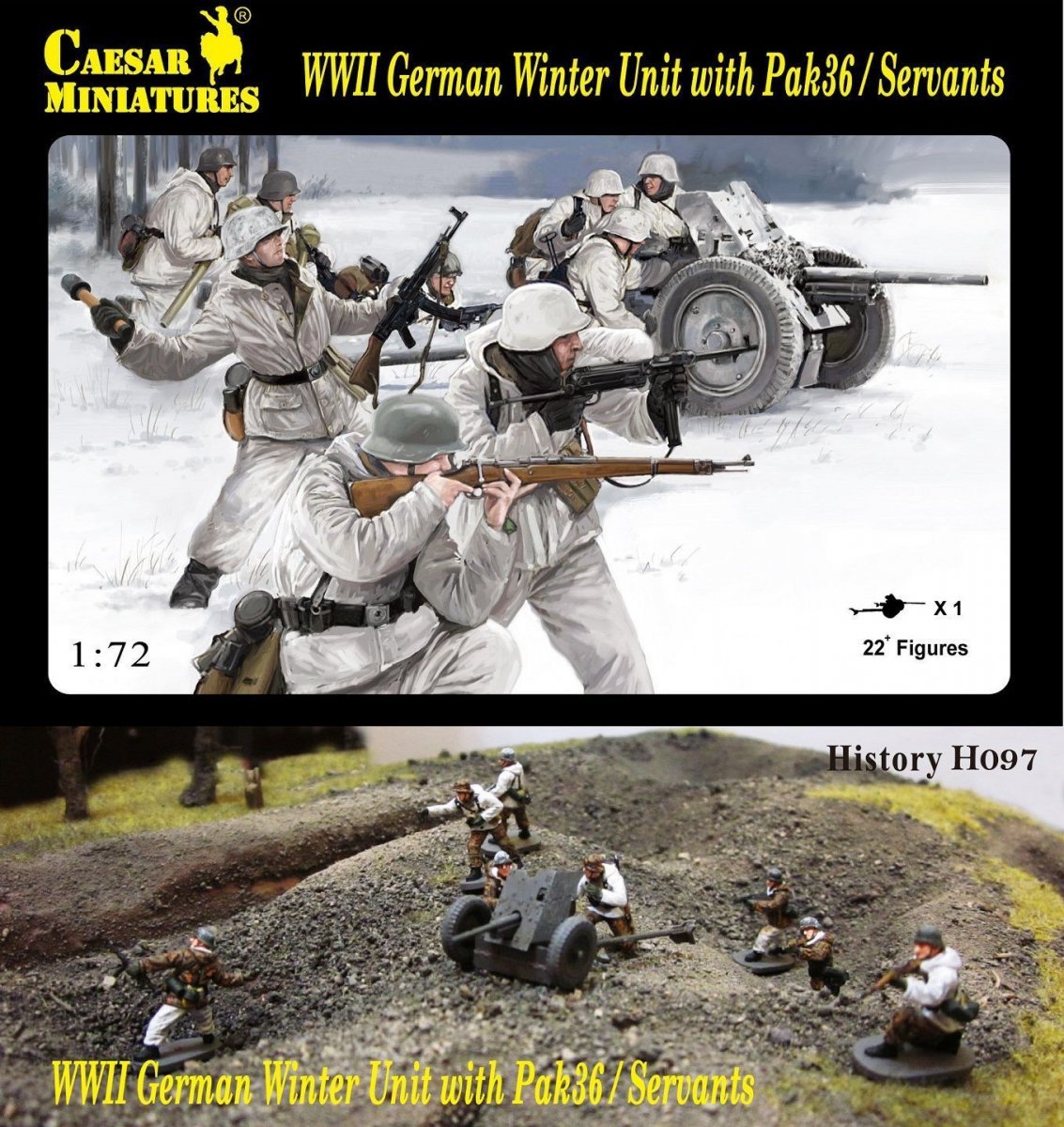 Caesar Miniatures H097 WWII German Winter Unit with Pak 36 / Servants 1/72