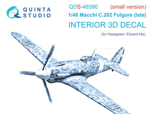 Quinta Studio QDS-48390 Macchi C.202 Folgore Late Intérieur imprimé en 3D et coloré sur papier décalcomanie (Hasegawa/Eduard) (Petite version) 1/48