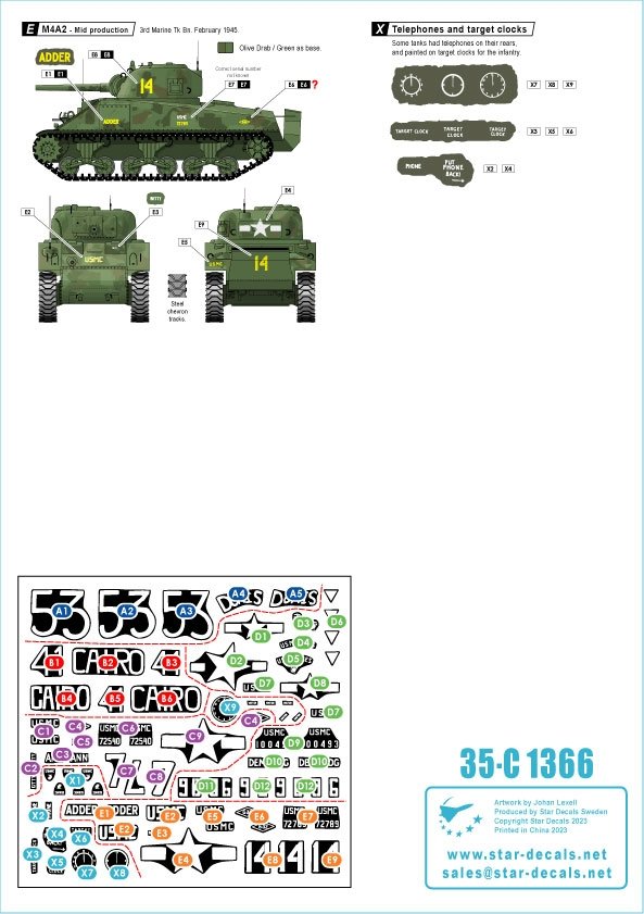 Star Decals 35-C1366 US PACIFIC WARS - IWO JIMA USMC Sherman tanks 1/35 – imagen 2
