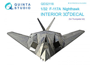 Quinta Studio QD32118 F-117A 3D-Printed &amp;amp; colored Interior on decal paper (Trumpeter) 1/32