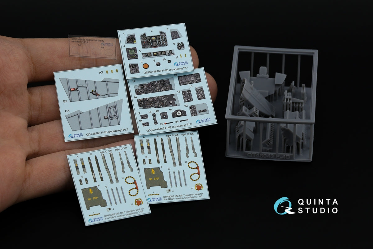 Quinta Studio QD+48485 F-4B Phantom II 3D-Printed &amp;amp; colored Interior on decal paper (Academy) (with 3D-printed resin parts) 1/48 – image 2