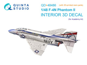 Quinta Studio QD+48486 F-4N Phantom II 3D-Printed &amp;amp; colored Interior on decal paper (Academy) (with 3D-printed resin parts) 1/48