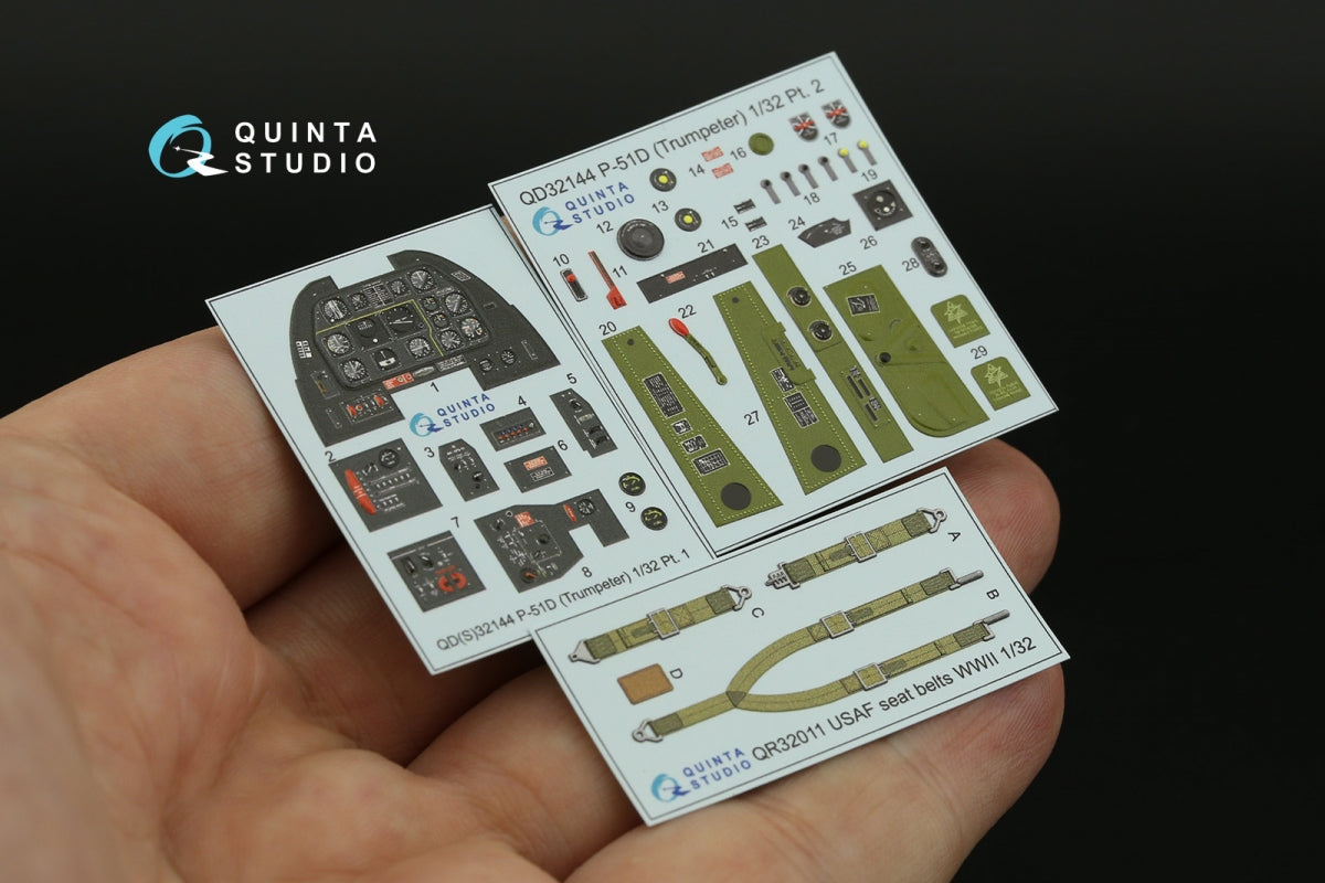 Quinta Studio QD32144 P-51D Mustang 3D-Printed &amp;amp; colored Interior on decal paper (Trumpeter) 1/32 – image 3