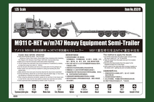 Hobby Boss 85519 M911 C-HET w/m747 Heavy Equipment Semi-Trailer 1/35 – obrázek 4