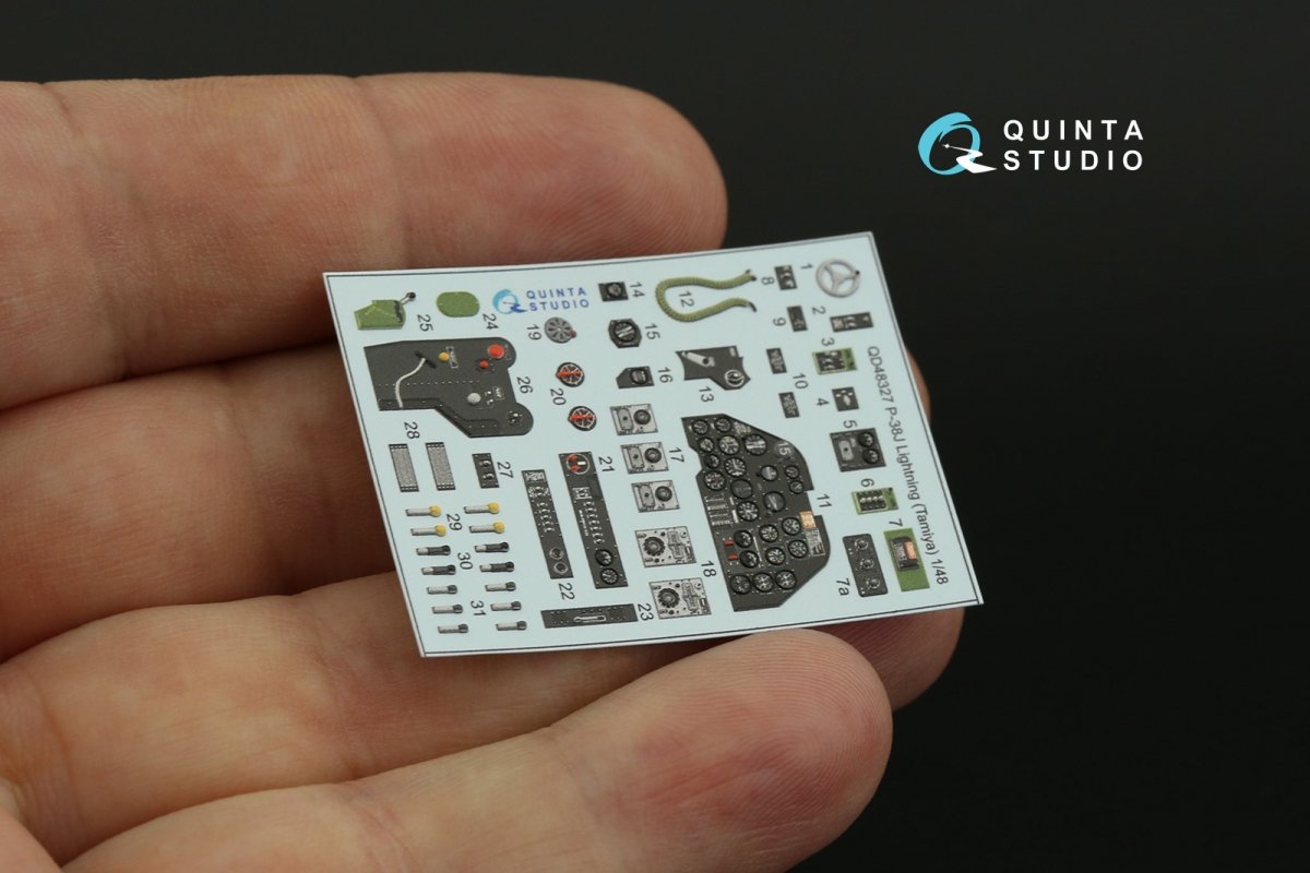 Quinta Studio QD48327 P-38J 3D-Printed &amp;amp; colored Interior on decal paper (Tamiya) 1/48 – image 7