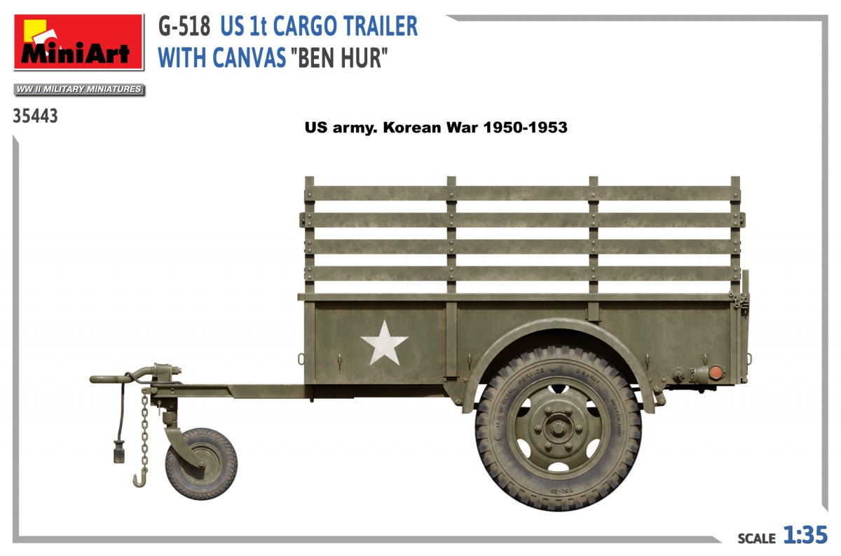 MiniArt 35443 G-518 US 1t CARGO TRAILER WITH CANVAS BEN HUR 1/35 – zdjęcie 7