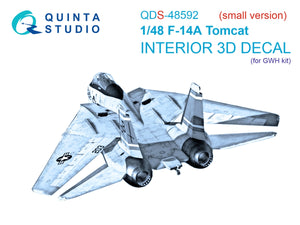 Quinta Studio QDS-48592 F-14A Tomcat 3D-Printed &amp;amp; colored Interior on decal paper (GWH) (Small version) 1/48