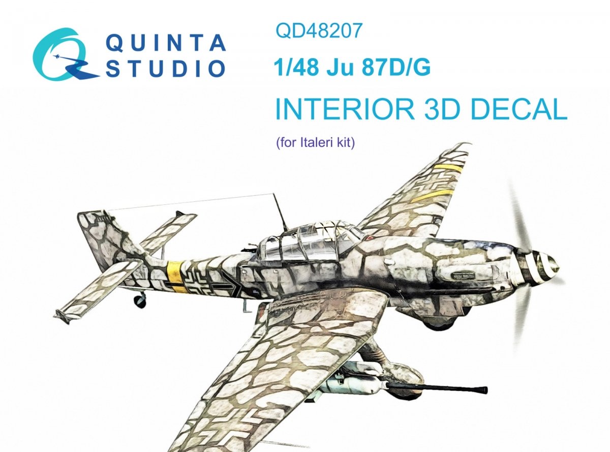 Quinta Studio QD48207 Ju 87D/G 3D-Printed &amp;amp; colored Interior on decal paper (Italeri) 1/48
