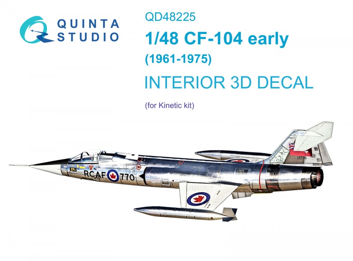 Quinta Studio QD48225 CF-104 Early 3D-Printed &amp;amp; colored Interior on decal paper (Kinetic) 1/48