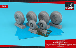 Armory Models AW48347 B-29 Superfortress early production wheels w/ weighted tires type “a” (GY) &amp;amp; PE hubcaps 1/48