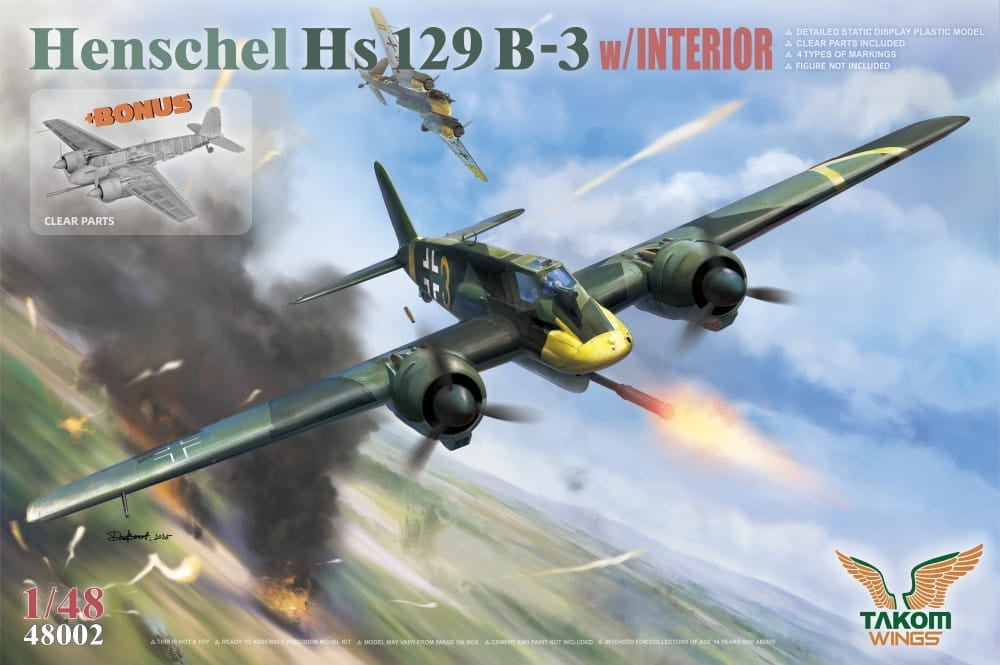 Takom 48002 Henschel Hs 129 B-3 w/ Interior + Bonus (Clear Parts) 1/48