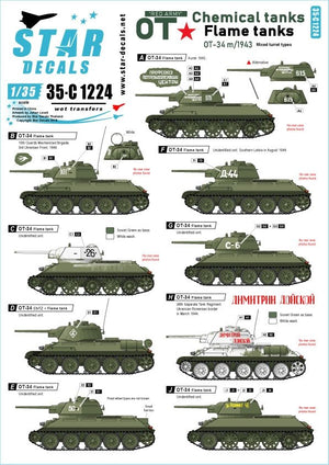 Star Decals 35-C1224 Chars lance-flammes OT-34 de l&amp;#39;Armée rouge, échelle 1/35