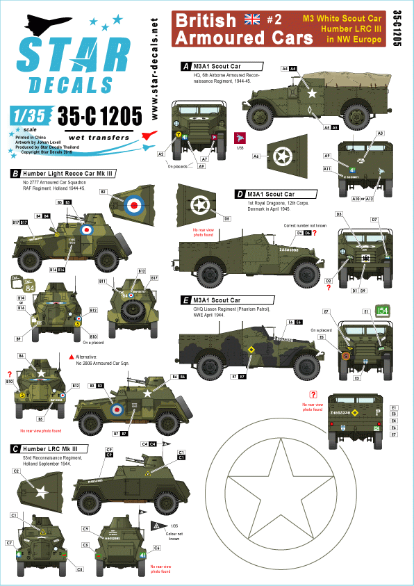 Star Decals 35-C1205 British Armored Cars #2 1/35