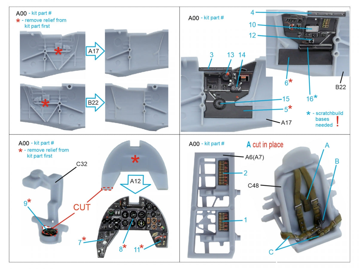 Quinta Studio QD72154 Typhoon Mk.1B Late 3D-Printed colored Interior on decal paper (Airfix) 1/72 – Bild 2