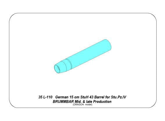 Aber 35L-110 German 15cm StuH 43 Barrel for Stu.Pz. IV BRUMBAR 1/35 – obrázek 9