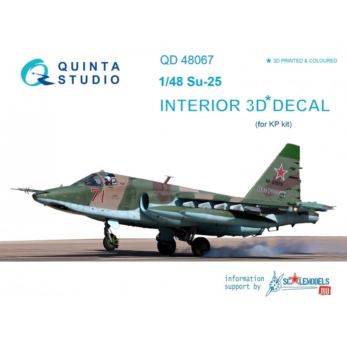 Quinta Studio QD48067 Su-25 3D-Printed &amp; colored Interior on decal paper (for KP kit) 1/48