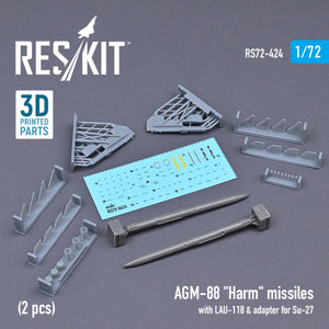 RESKIT RS72-0424 AGM-88 &amp;quot;HARM&amp;quot; MISSILES WITH LAU-118 &amp;amp; ADAPTER FOR SU-27 (2 PCS) 1/72 – obrázek 2