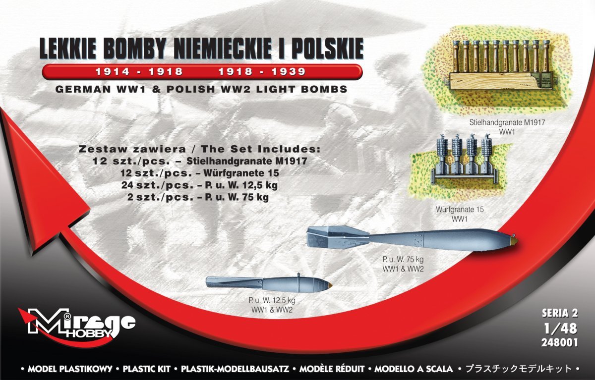 Mirage 248001 German and Polish Light Bombs 1914-1918/1918-1939 1/48
