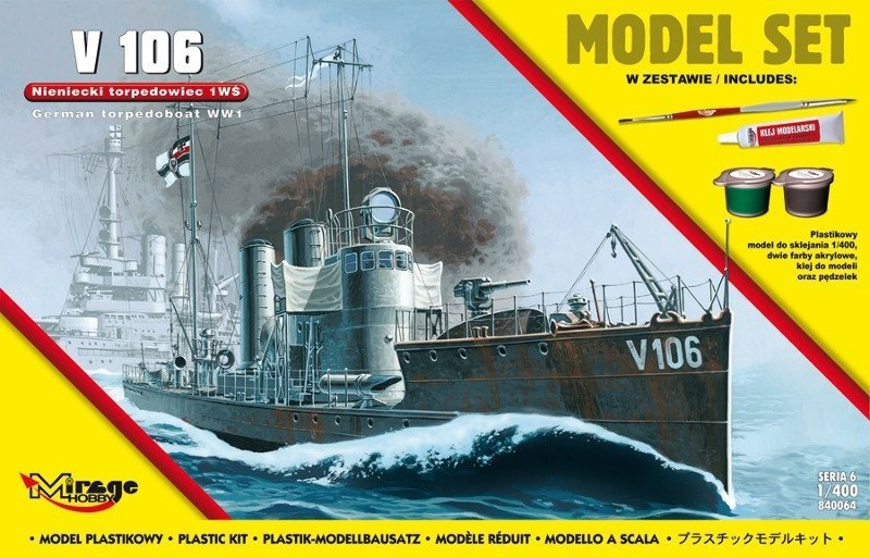 Mirage Hobby 840064 V106 German WWI Torpedo Boat 1/400 Model set