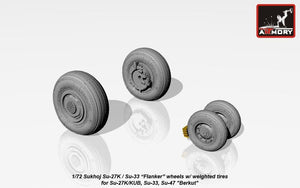 Armory Models AW72034 Sukhoj Su-27K / Su-33 Flanker wheels w/ weighted tires, front mudguard 1/72 – image 2