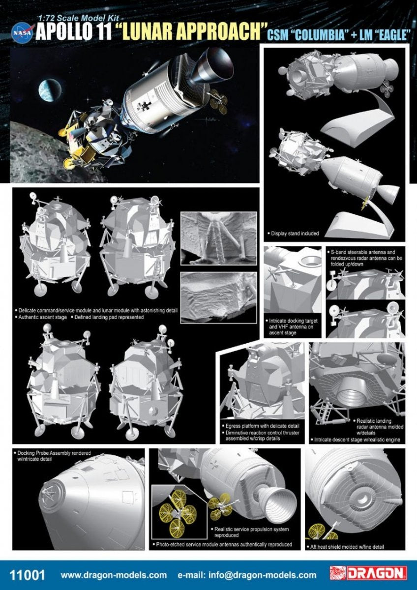 Dragon 11001 Apollo 11 &amp;quot;Lunar Approach&amp;quot; CSM &amp;quot;Columbia&amp;quot; + LM &amp;quot;Eagle&amp;quot; 1/72 – Bild 2