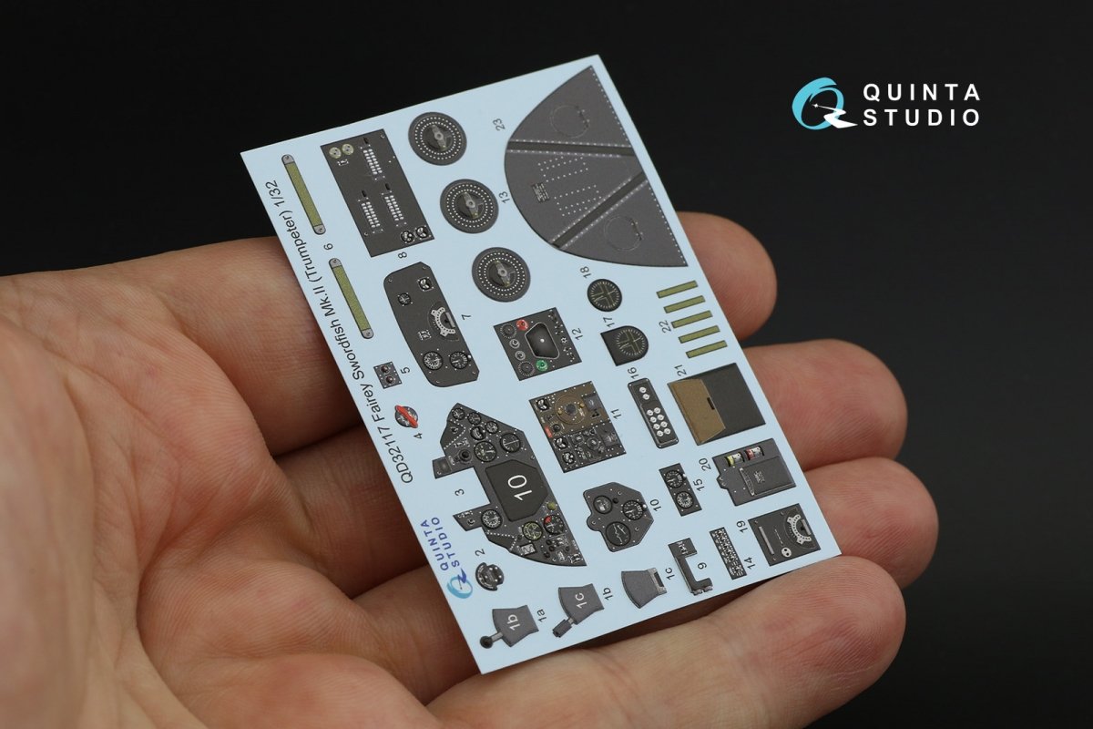 Quinta Studio QD32117 Fairey Swordfish Mk.II 3D-Printed &amp;amp; colored Interior on decal paper (Trumpeter) 1/32 – image 4