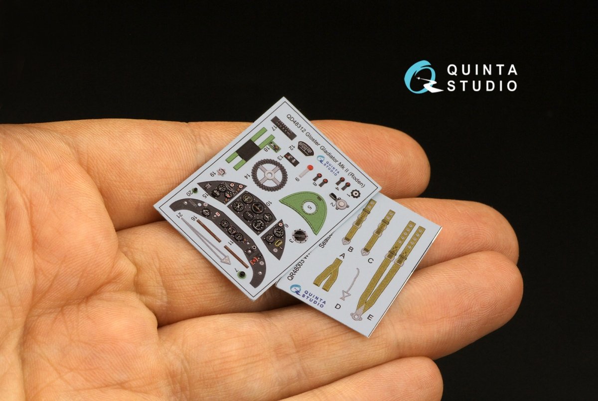 Quinta Studio QD48312 Gloster Gladiator MKII 3D-Printed &amp;amp; colored Interior on decal paper (Roden) 1/48 – image 5