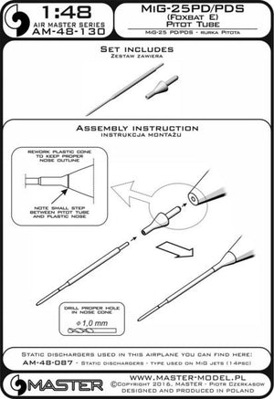 Master AM-48-130 MiG-25PD/PDS (Foxbat E) - Pitot Tube 1/48 – obrázek 4