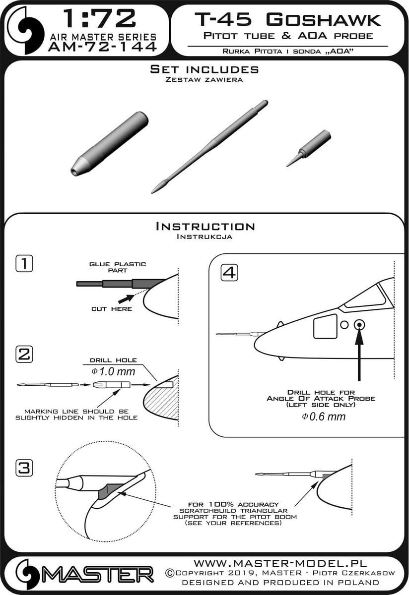 Master AM-72-144 T-45 Goshawk - Pitot Tube &amp;amp; Angle Of Attack probe 1/72 – image 4
