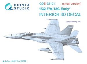 Quinta Studio QDS-32101 F/A-18C Early 3D-Printed colored Interior on decal paper (Academy) (Small version) 1/32