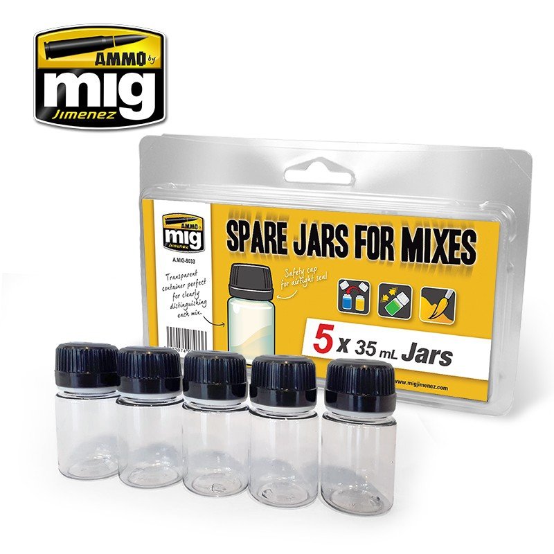 AMMO de Mig Jimenez 8033 BOCAUX DE RECHANGE POUR MÉLANGES (5 pots de 35 ml)