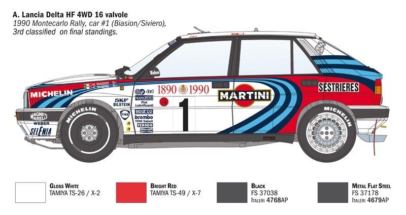 Italeri 4709 Lancia Delta HF integrale 16v 1/12 – obrázek 3