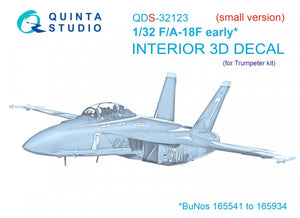 Quinta Studio QDS-32123 F/A-18F early 3D-Printed &amp;amp; colored Interior on decal paper (Trumpeter) (Small version) 1/32