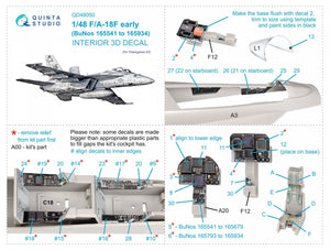 Quinta Studio QD48050 F/A-18F early 3D-Printed &amp;amp; colored Interior on decal paper (Hasegawa) 1/48 – obrázek 2