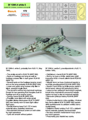 Omask 37013 Bf 109K-4 white 5 (masks for crosses, numbers and spiral) 1/72 – obrázek 2