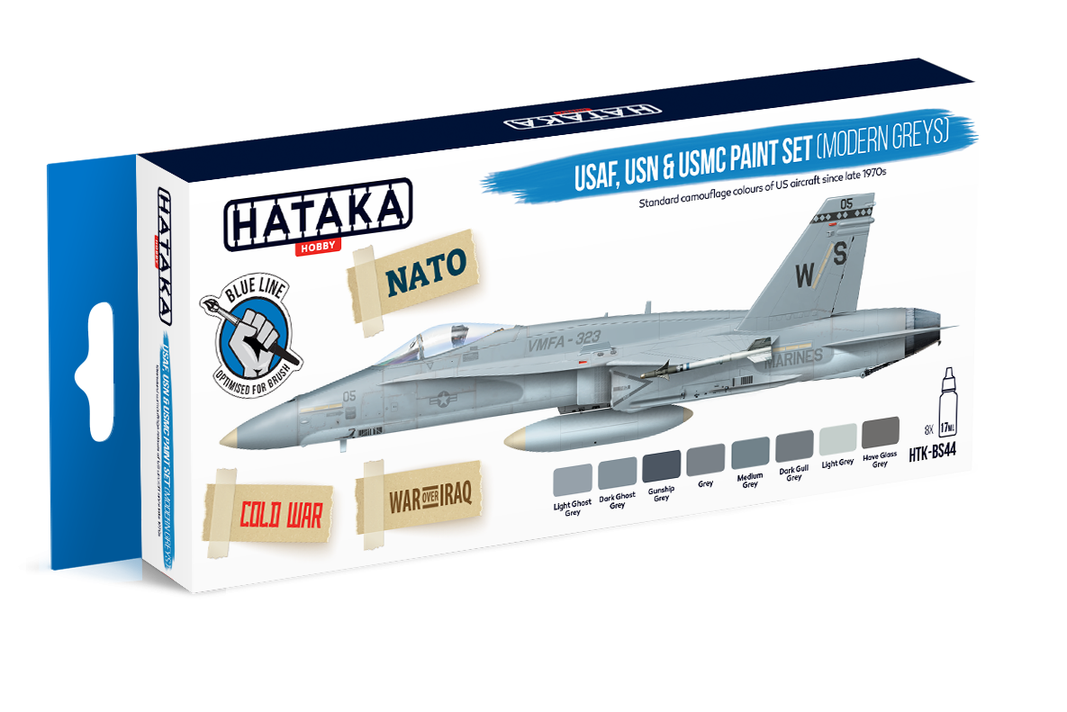 Hataka HTK-BS44 BLUE LINE – USAF, USN &amp; USMC paint set (modern grays) 8x17ml
