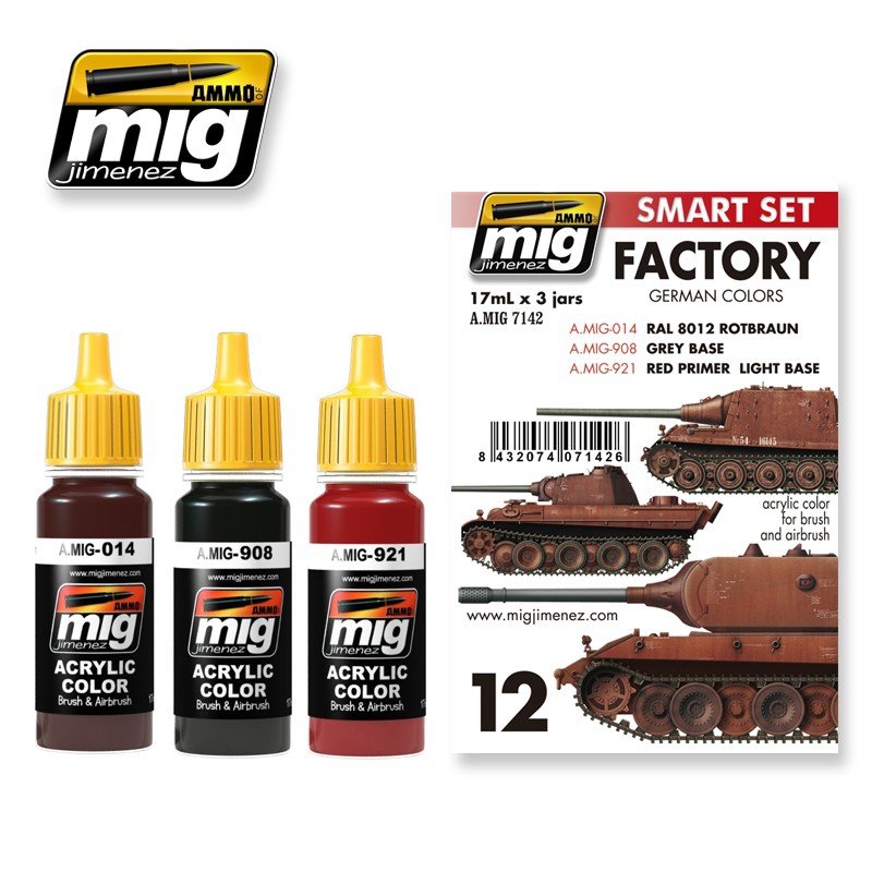 Munitions Mig Jiminez 7142 Couleurs d'usine allemandes (3 x 17 ml)