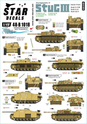Star Decals 48-B1018 StuG III Italian Front. Sturmgeschutz III Ausf F/8, StuG III Ausf G and StuH 42 Ausf G 1/48