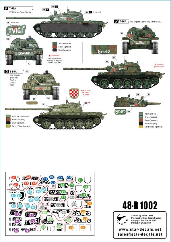 Star Decals 48-B1002 T-55A Tanks #2. Balkan War. War in the Balkans and Ex-Yugoslavia 1/48 – image 2