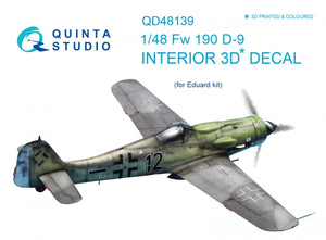 Quinta Studio QD48139 FW 190D-9 3D-Printed &amp;amp; colored Interior on decal paper (for Eduard kit) 1/48