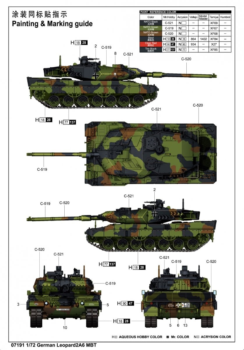 Trumpeter 07191 German Leopard 2A6 main battle tank 1/72 – obrázek 3