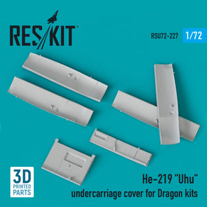 RESKIT RSU72-0227 HE-219 &amp;quot;UHU&amp;quot; UNDERCARRIAGE COVERS FOR DRAGON KIT (3D PRINTED) 1/72