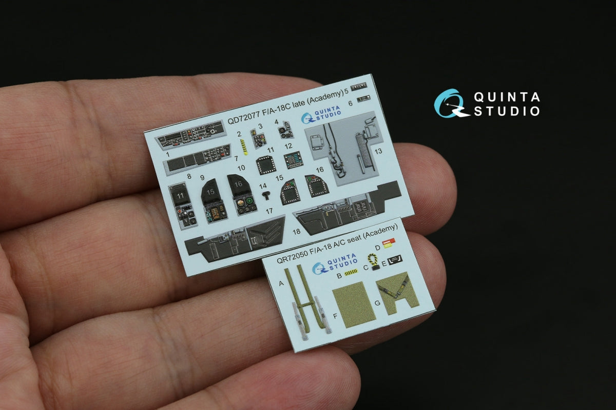 Quinta Studio QD72077 F/A-18C late 3D-Printed &amp;amp; colored Interior on decal paper (Academy) 1/72 – image 2