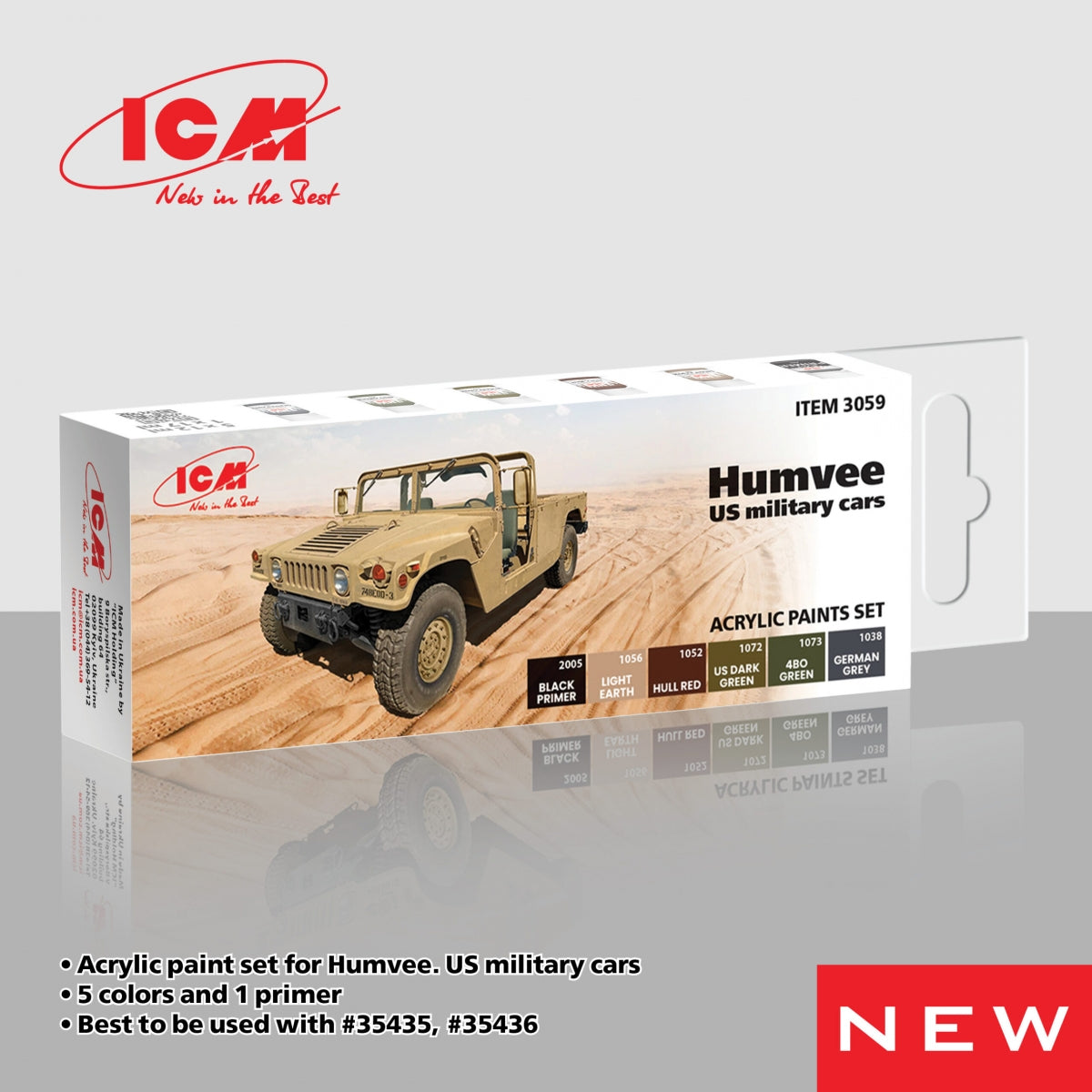 ICM 3059 Acrylic paints set for Humvee Us military cars 12 ml x 6