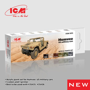 Ensemble de peintures acryliques ICM 3059 pour véhicules militaires américains Humvee, 12 ml x 6